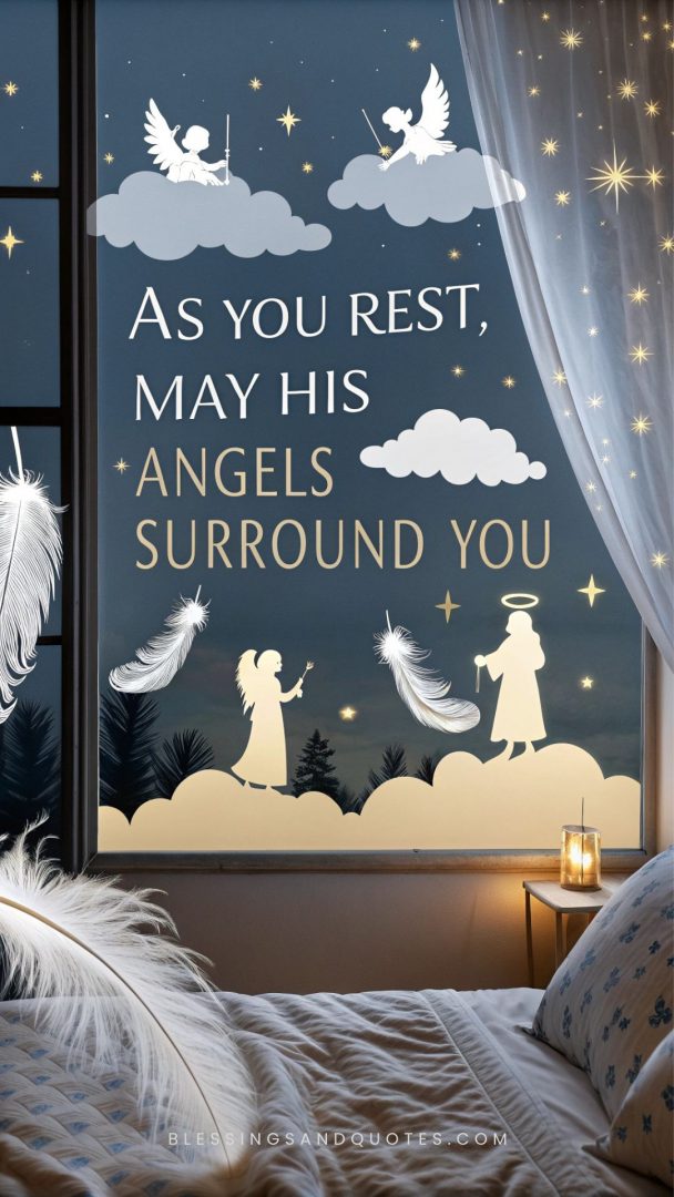 Good Night image with angels around
