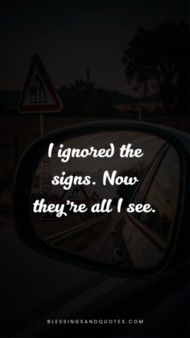 Blind in love quote, background has a car side mirror