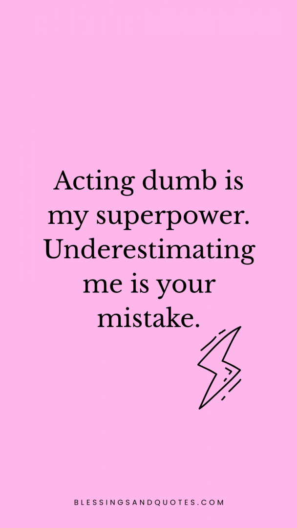 playing-dumb-quotes-3 Playing Dumb Quotes with lightning icon representing dumbness as power.
