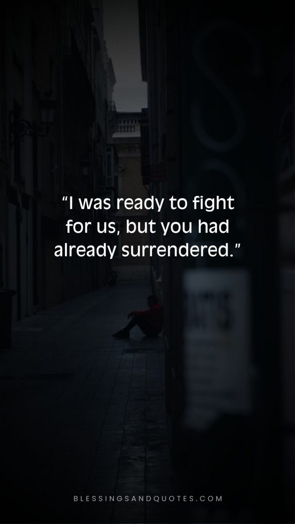 You Pushed Me Away Quote, a sad person sitting at the ground in dark.