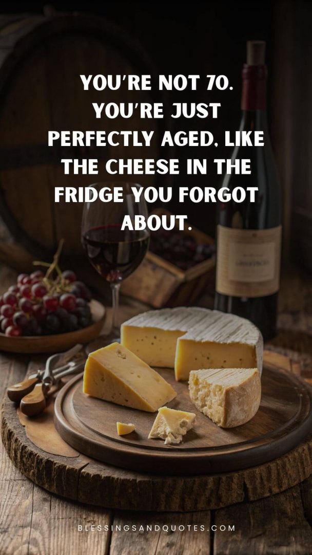70th-Birthday-Quotes-1 You’re not 70. You’re just perfectly aged, like the cheese in the fridge you forgot about.