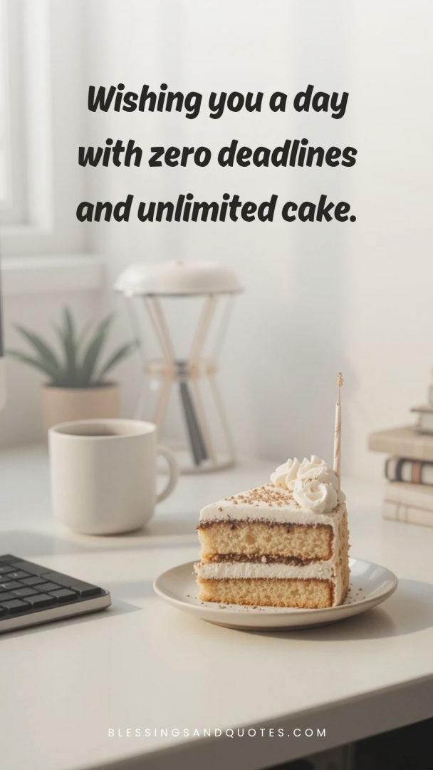 Wishing you a day with zero deadlines and unlimited cake.