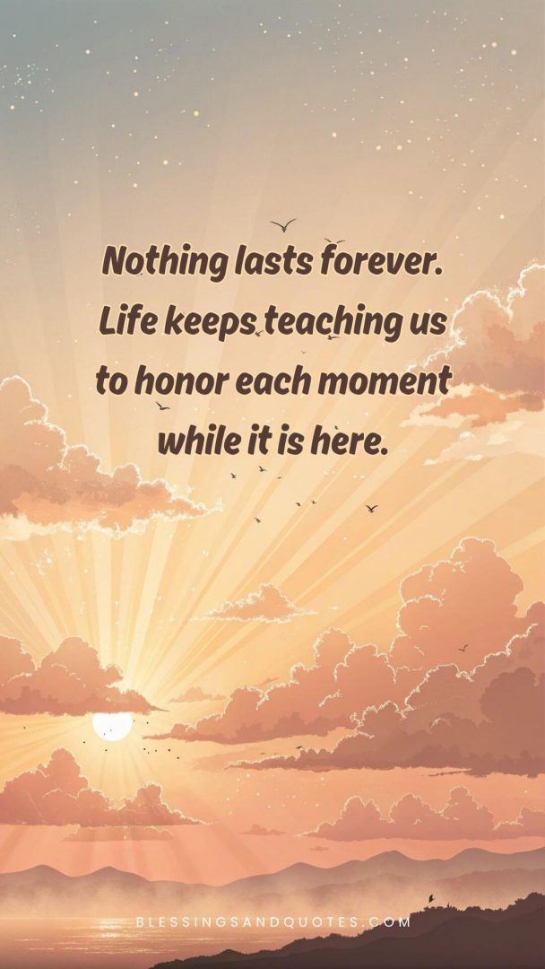 Nothing lasts forever. Life keeps teaching us to honor each moment while it is here.