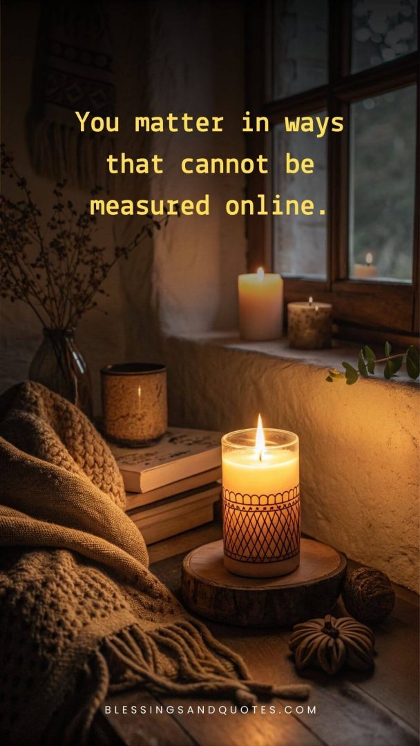 You matter in ways that cannot be measured online.