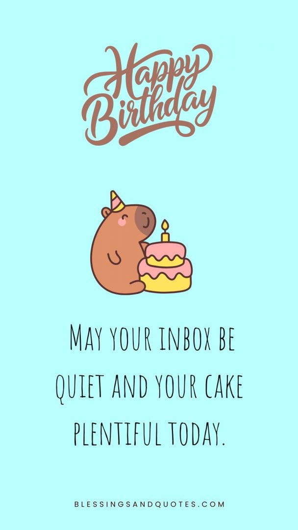Happy Birthday. May your inbox be quiet and your cake plentiful today.