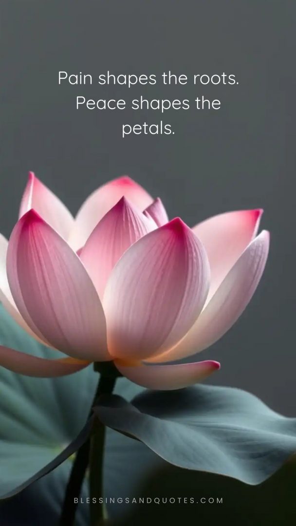 Pain shapes the roots. Peace shapes the petals.