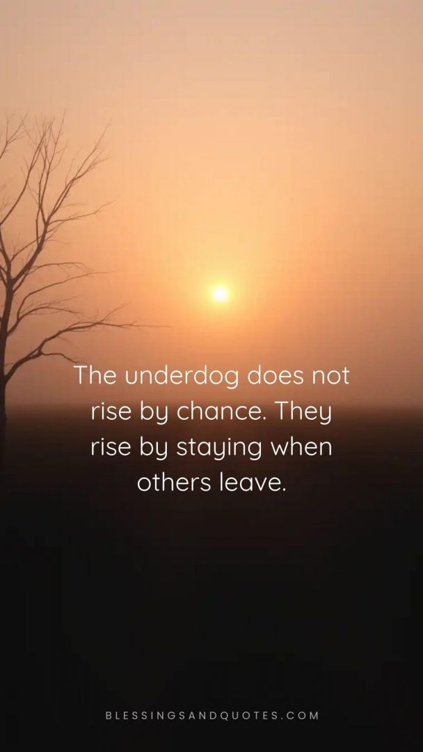 The underdog does not rise by chance. They rise by staying when others leave.