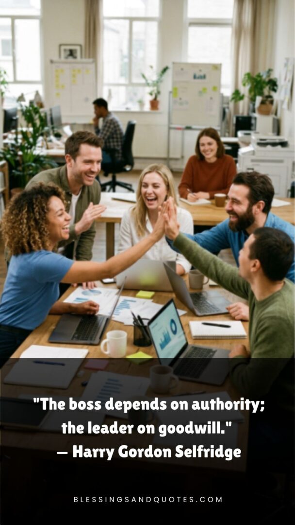 "The boss depends on authority; the leader on goodwill." — Harry Gordon Selfridge