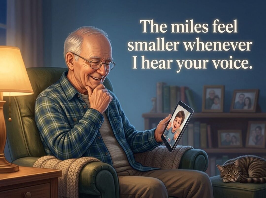 The miles feel smaller whenever I hear your voice.