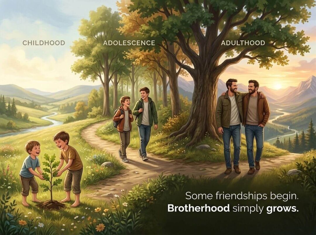 Some friendships begin. Brotherhood simply grows