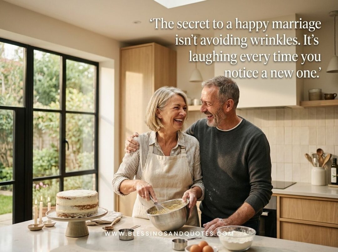 The secret to a happy marriage isn’t avoiding wrinkles. It’s laughing every time you notice a new one.