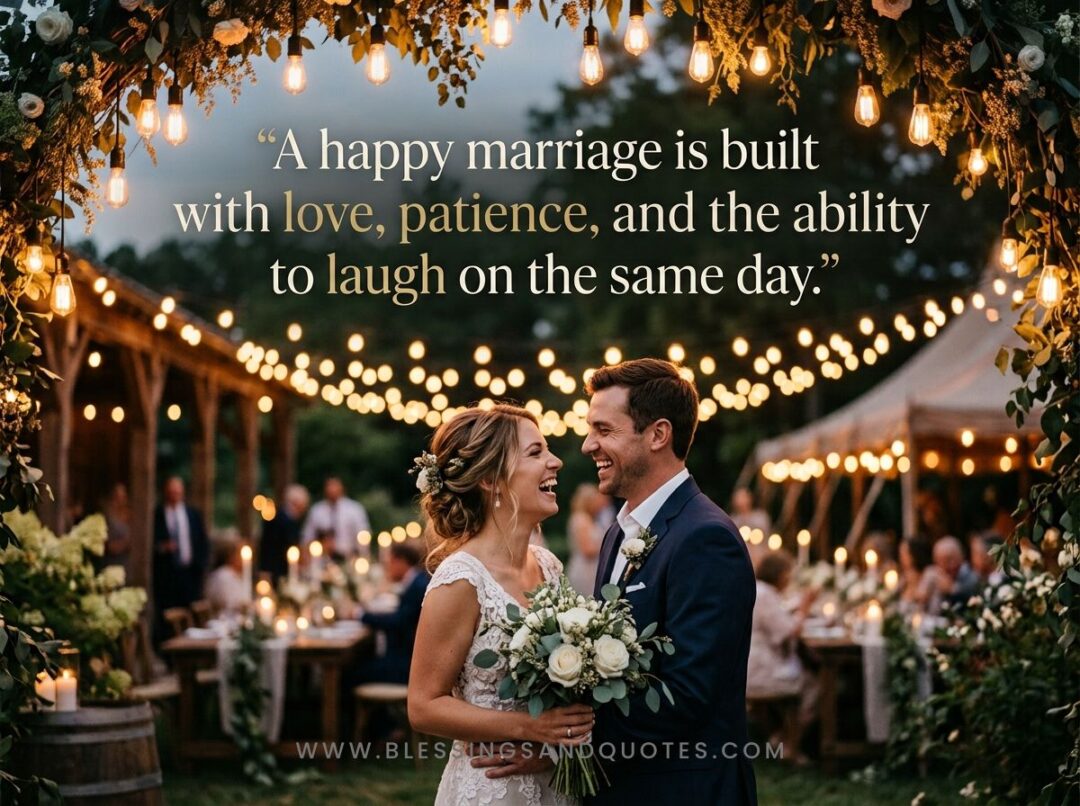 A happy marriage is built with love, patience, and the ability to laugh on the same day.