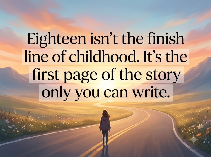 Eighteen isn't the finish line of childhood. It's the first page of the story only you can write.