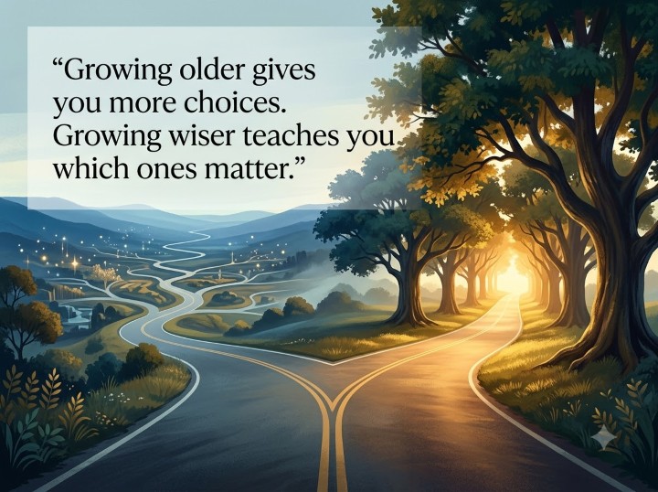 Growing older gives you more choices. Growing wiser teaches you which ones matter.