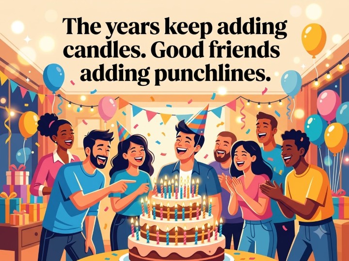 The years keep adding candles. Good friends keep adding punchlines.