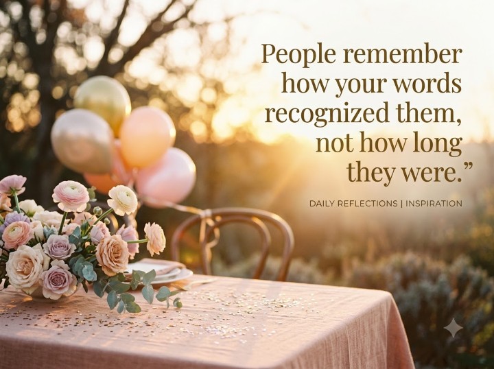 People remember how your words recognized them, not how long they were.