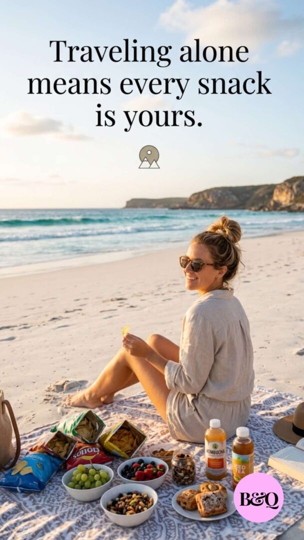 Traveling alone means every snack is yours.