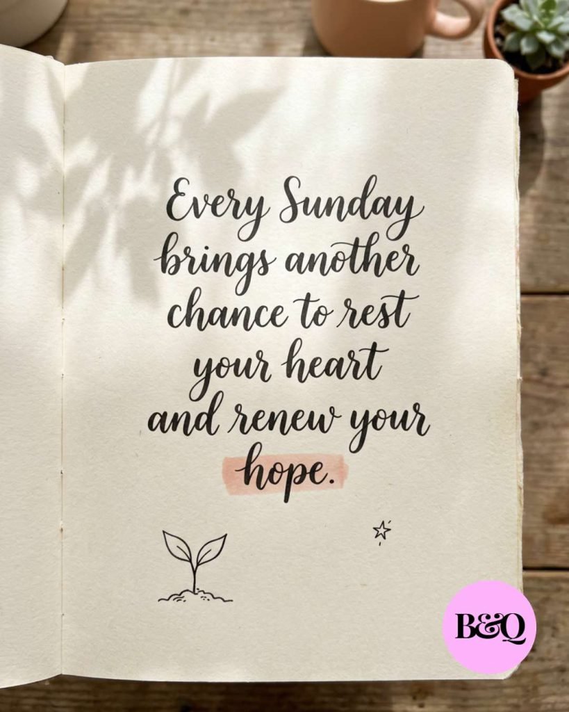 Every Sunday brings another chance to rest your heart and renew your hope.