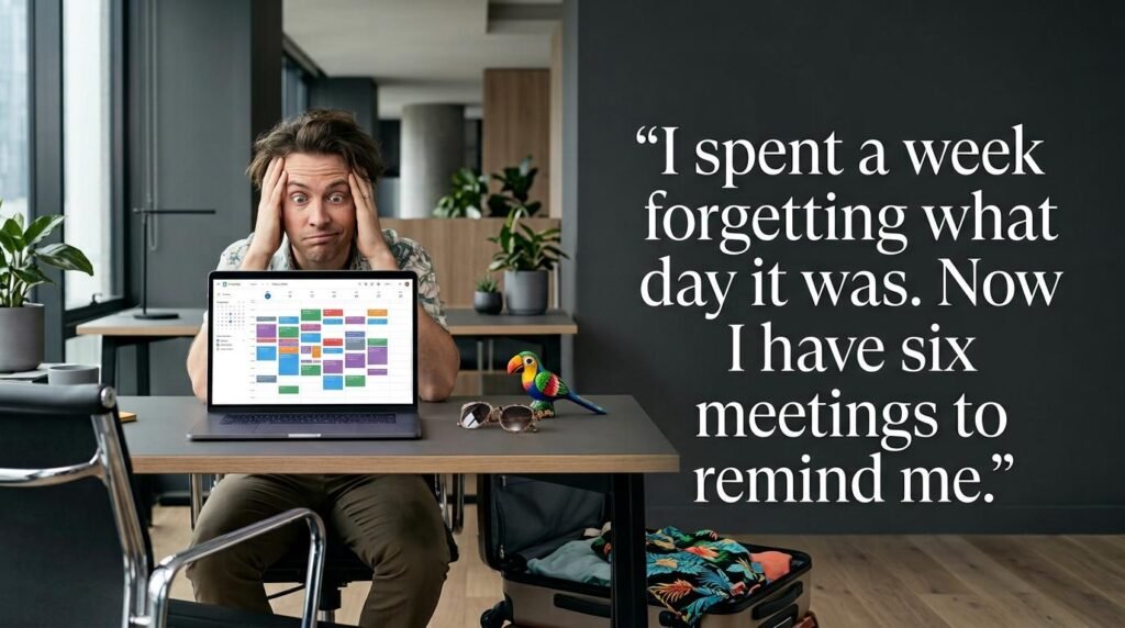 I spent a week forgetting what day it was. Now I have six meetings to remind me