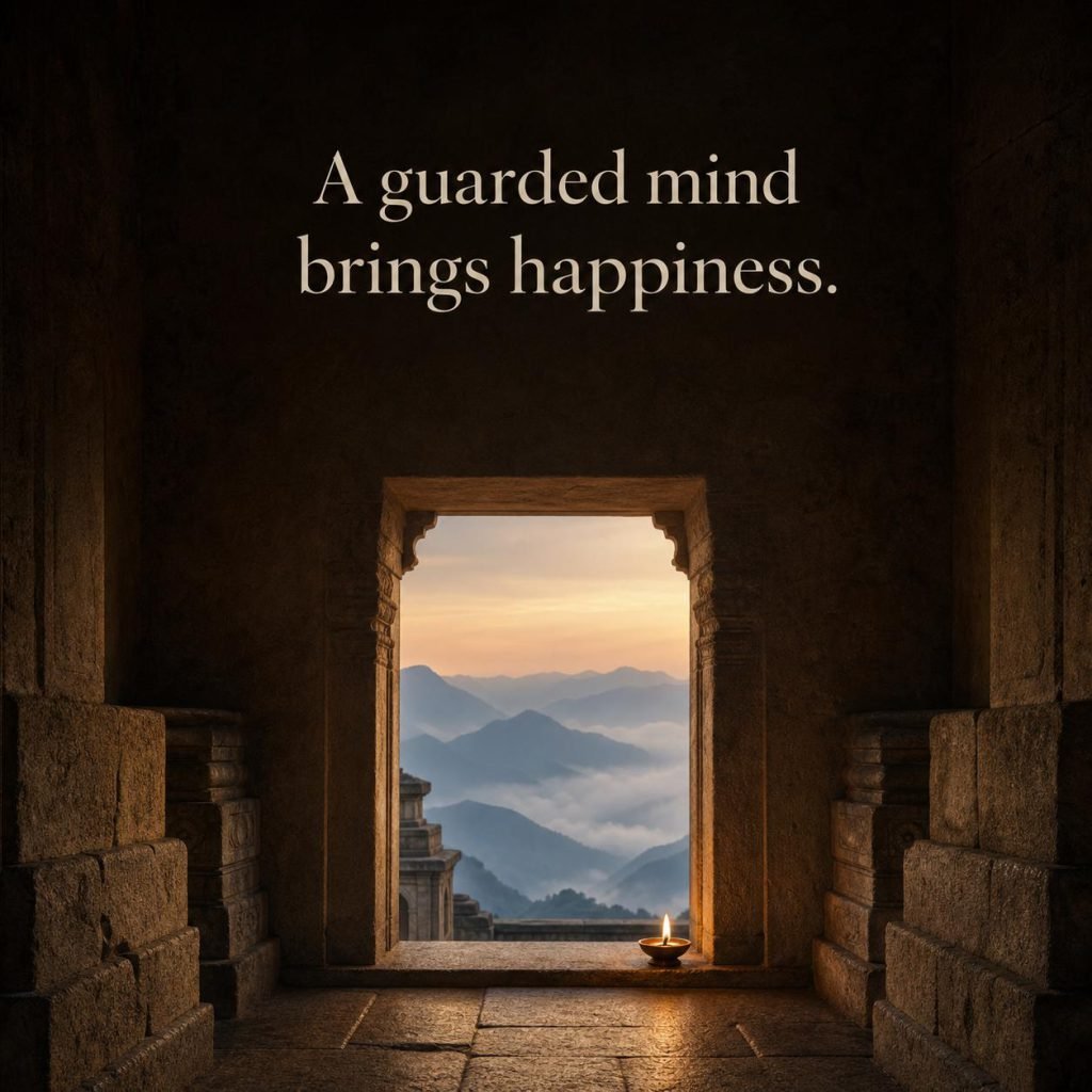 Meditative Buddha sculpture in soft natural lighting with quote on peace of mind - Graphic 3