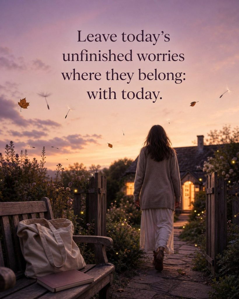 Peaceful evening window silhouette with an inspiring reflection on releasing the day - Graphic 10