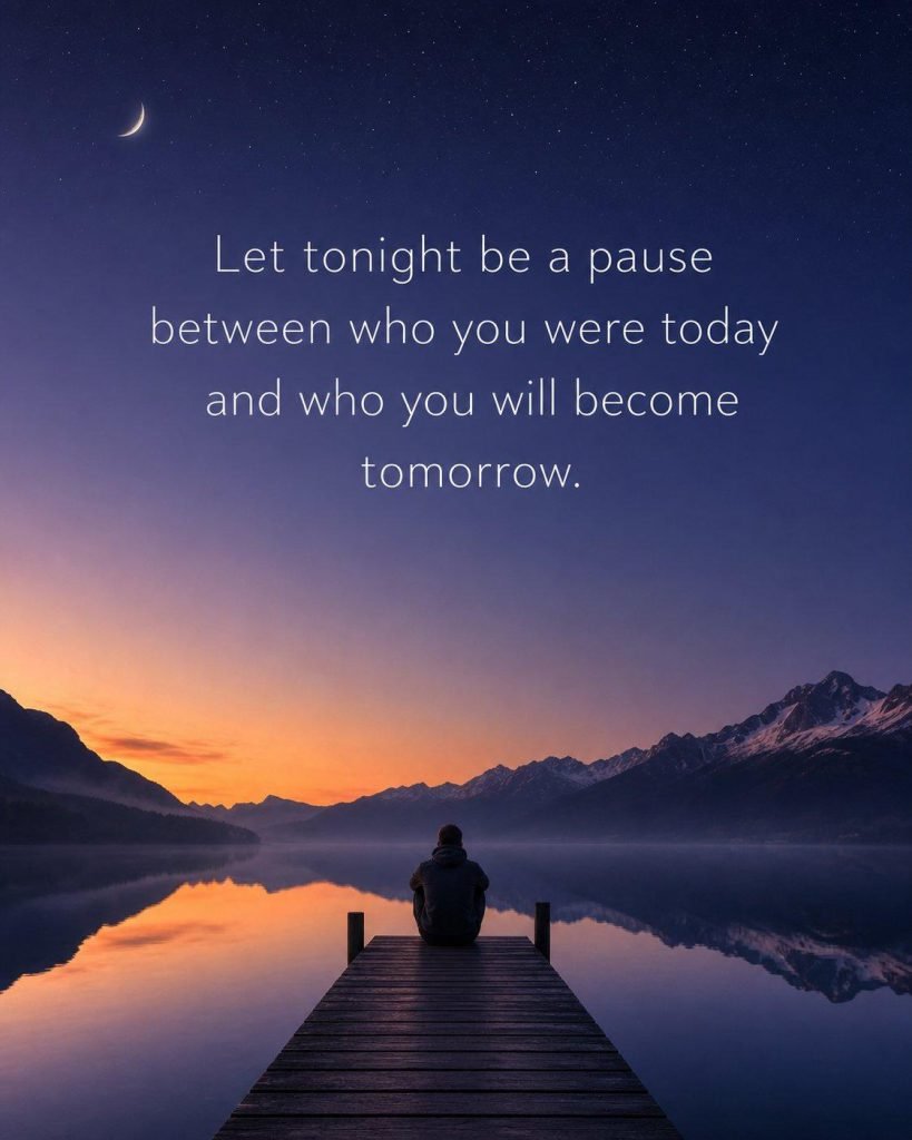Peaceful evening window silhouette with an inspiring reflection on releasing the day - Graphic 3