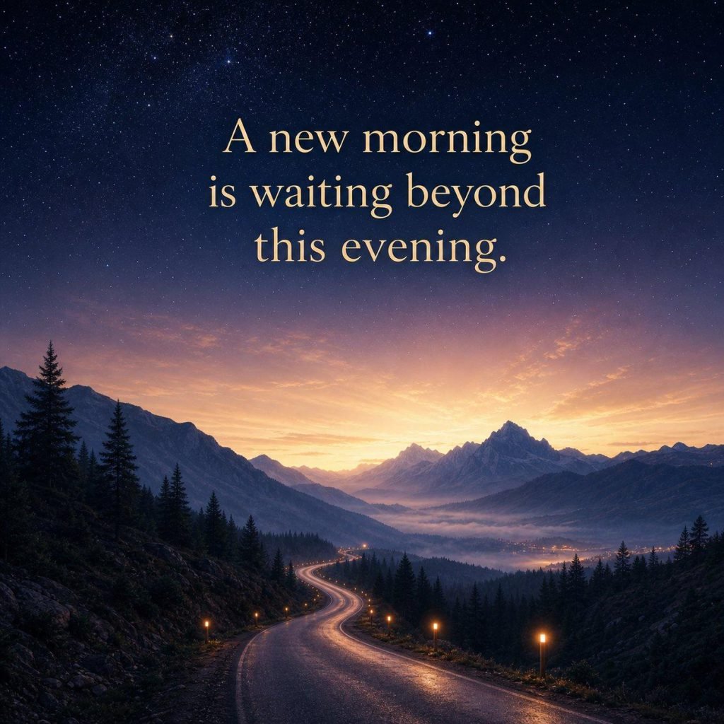 Peaceful evening window silhouette with an inspiring reflection on releasing the day - Graphic 9
