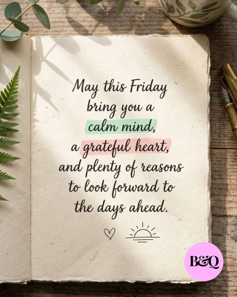 May this Friday bring you a calm mind, a grateful heart, and plenty of reasons to look forward to the days ahead.