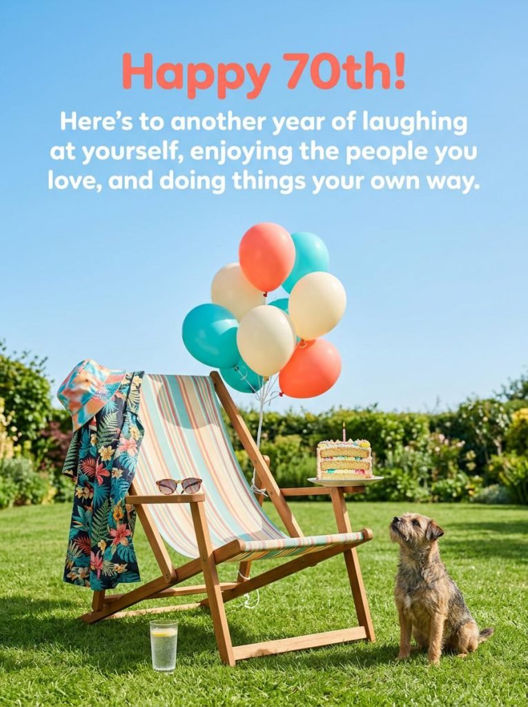 Celebratory 70th birthday quote card with playful humor about aging gracefully - Graphic 10