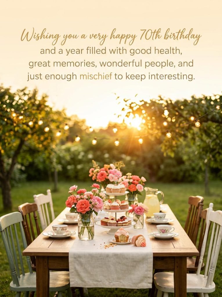 Celebratory 70th birthday quote card with playful humor about aging gracefully - Graphic 4