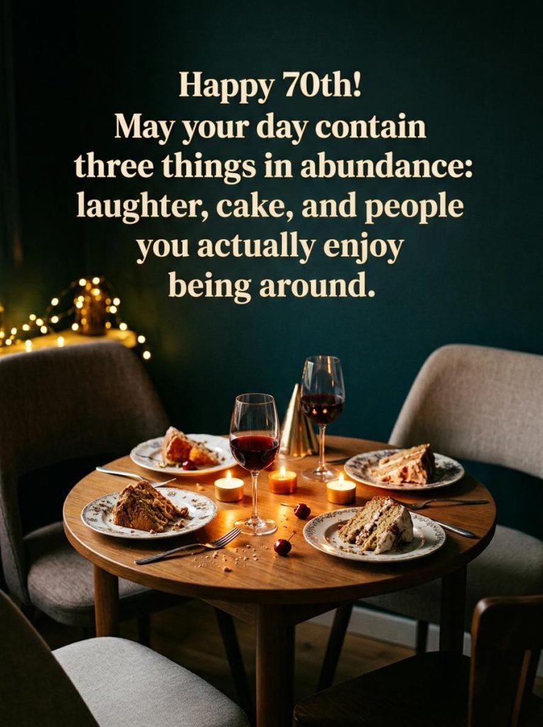 Celebratory 70th birthday quote card with playful humor about aging gracefully - Graphic 6