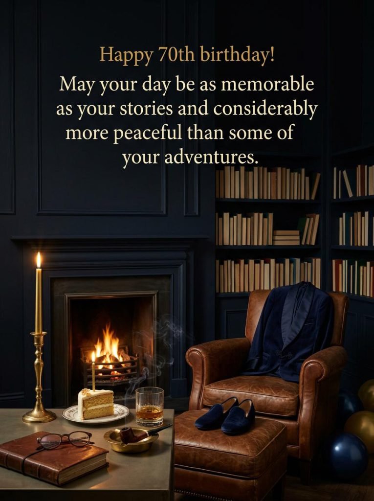Celebratory 70th birthday quote card with playful humor about aging gracefully - Graphic 8