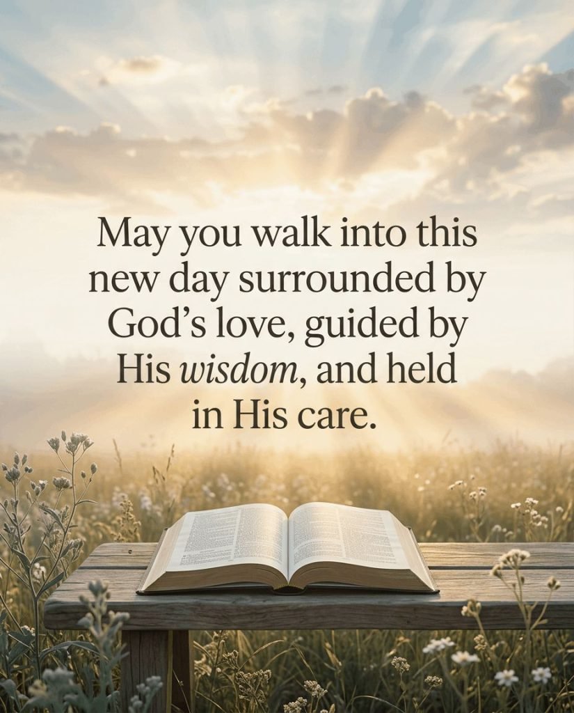 Warm morning sunrise graphic with an uplifting prayer of protection for friends - Graphic 5
