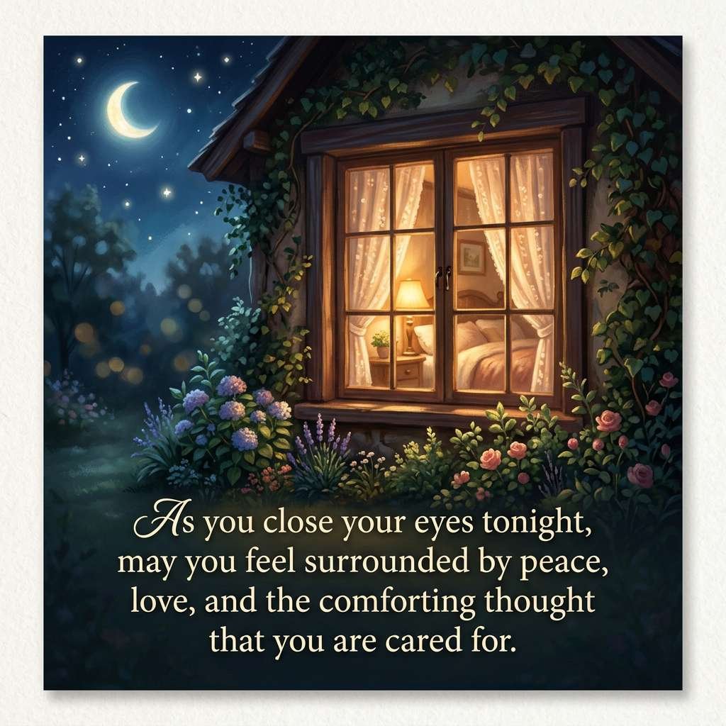 Soft night sky with a short good night blessing