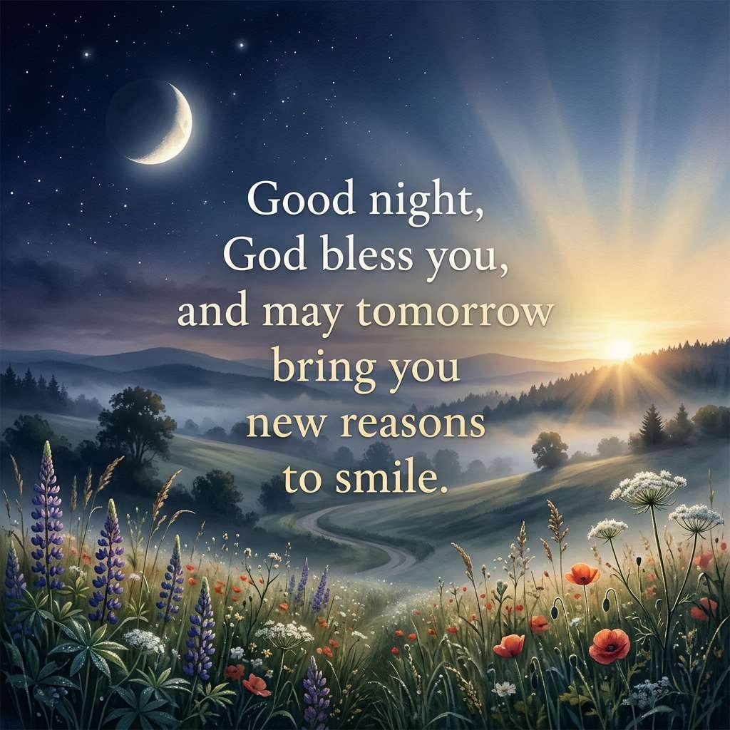 Good Night, God Bless You” with stars