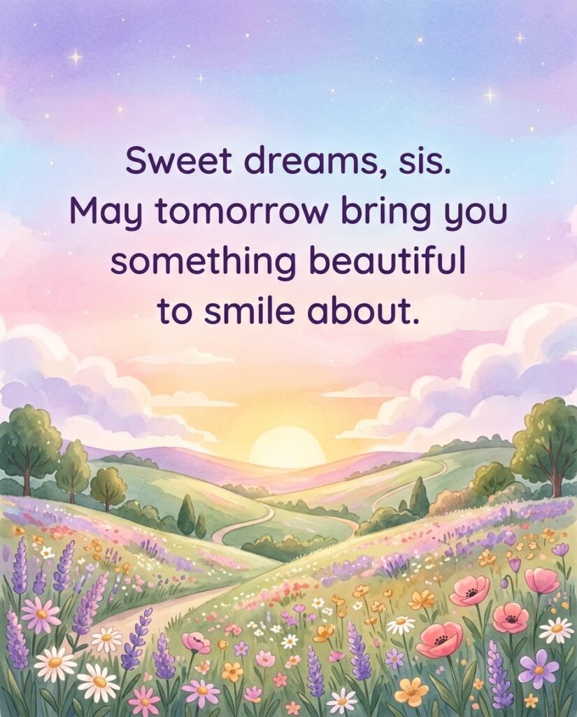 Sweet dreams, sis. May tomorrow bring you something beautiful to smile about.