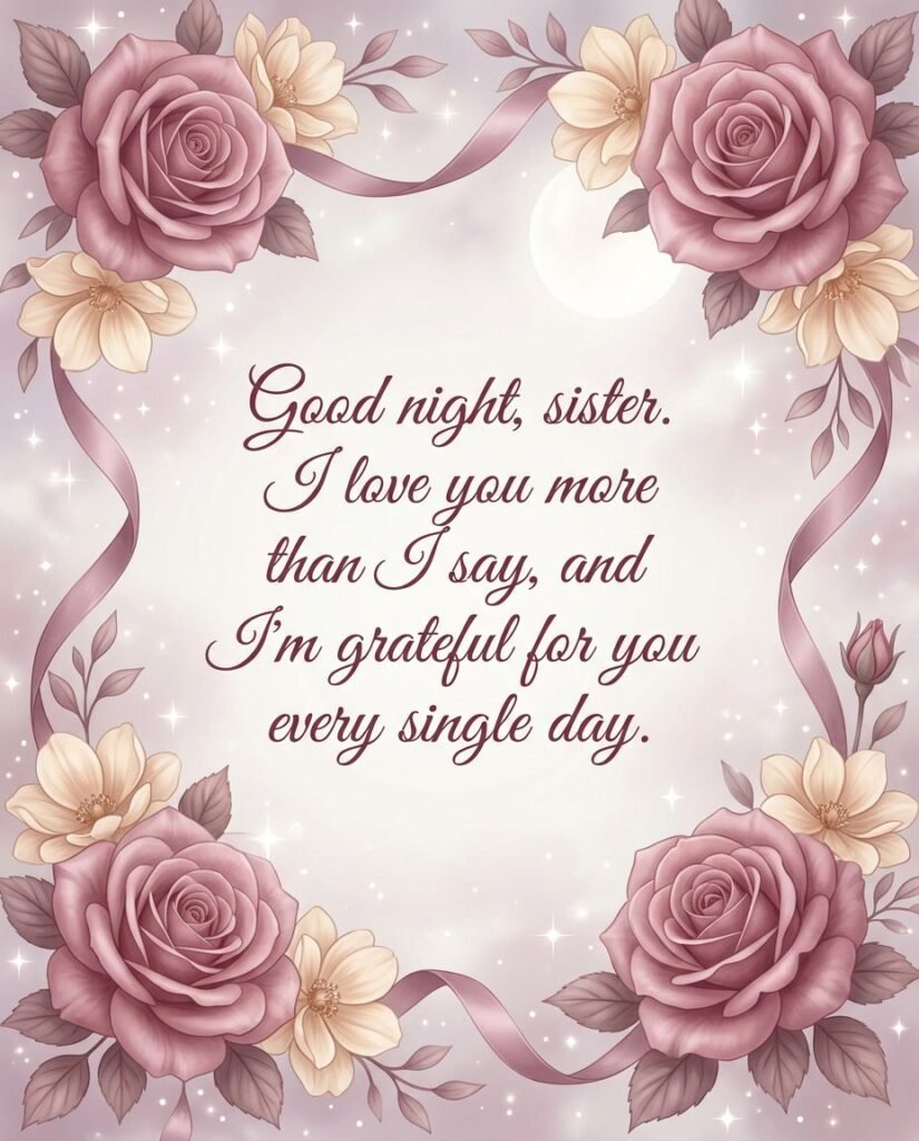 Good night, sister. I love you more than I say, and I’m grateful for you every single day.