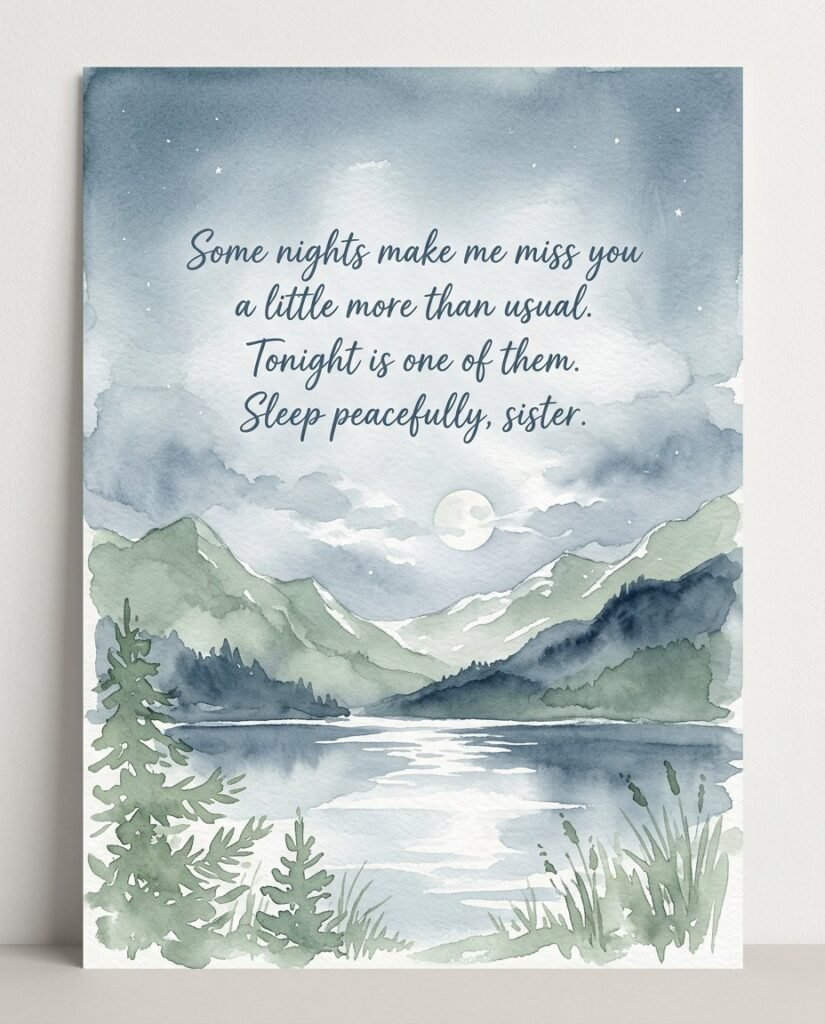 Some nights make me miss you a little more than usual. Tonight is one of them. Sleep peacefully, sister.