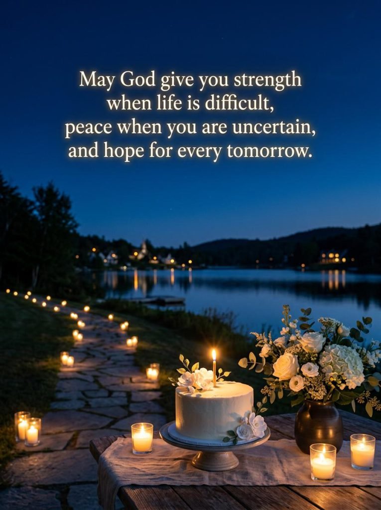 Elegant floral birthday card with a God bless you prayer and golden accents - Graphic 5