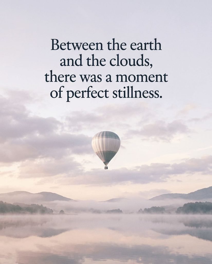 Vibrant hot air balloon drifting peacefully over misty morning hills - Graphic 6