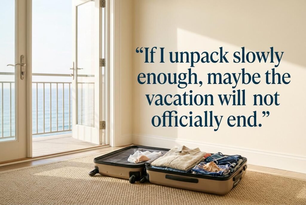 If I unpack slowly enough, maybe the vacation will not officially end.