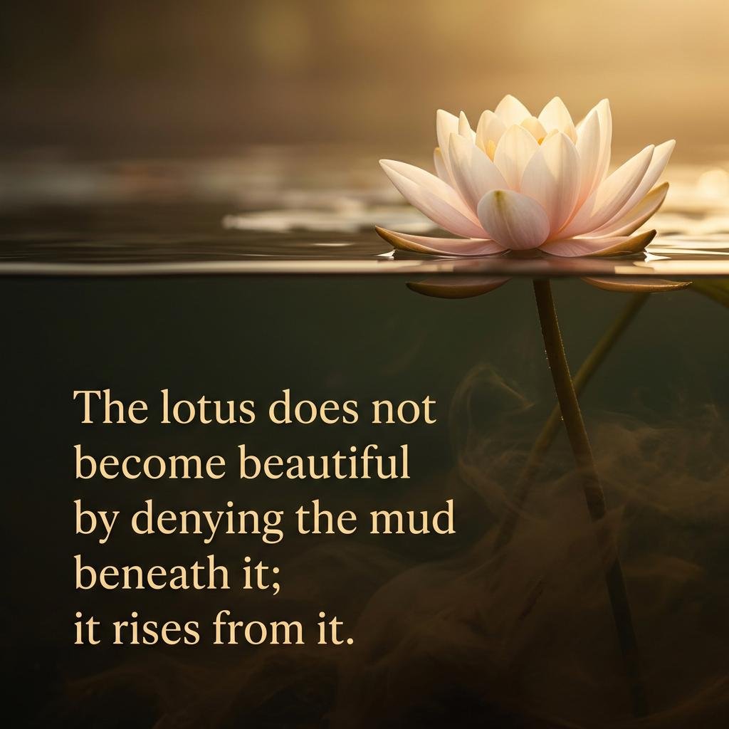 Pristine pink lotus blossom blooming in tranquil water with quote on resilience - Graphic 7