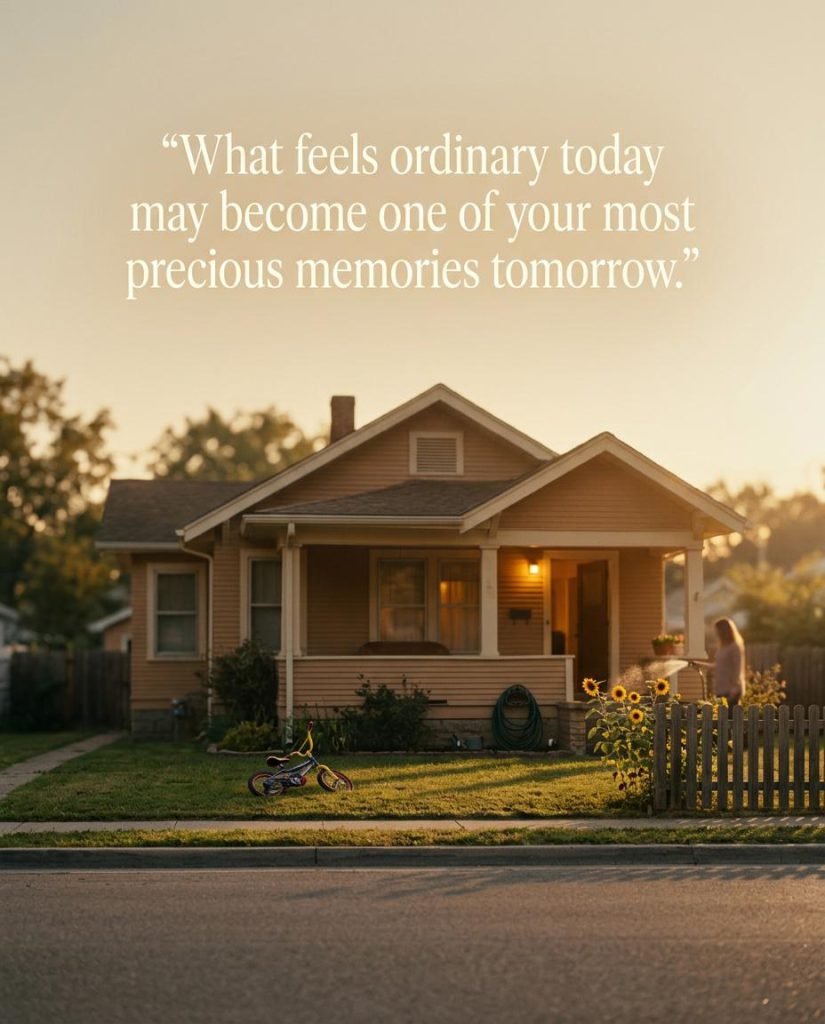 Warm rustic cup of tea with an evocative quote on valuing life's quiet moments