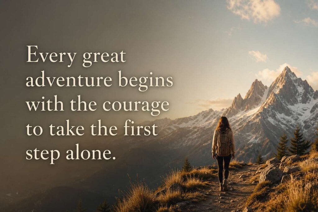 Every great adventure begins with the courage to take the first step alone.