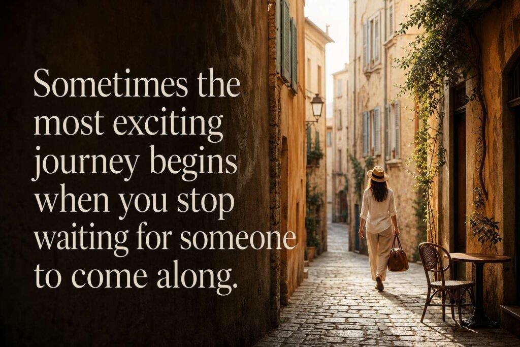 Sometimes the most exciting journey begins when you stop waiting for someone to come along.