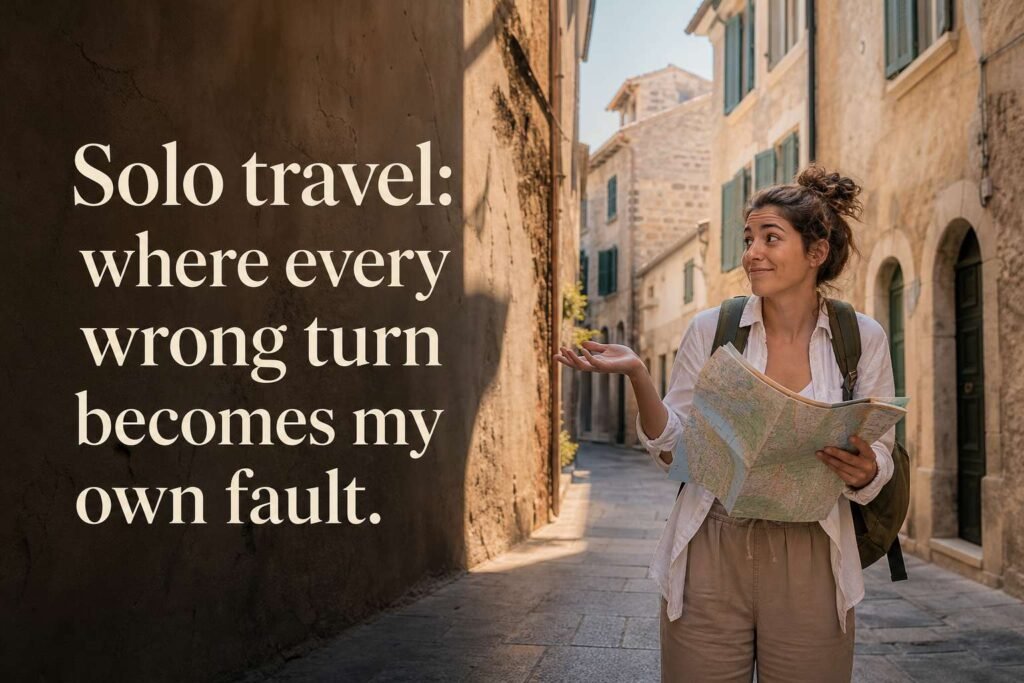 Solo travel: where every wrong turn becomes my own fault.