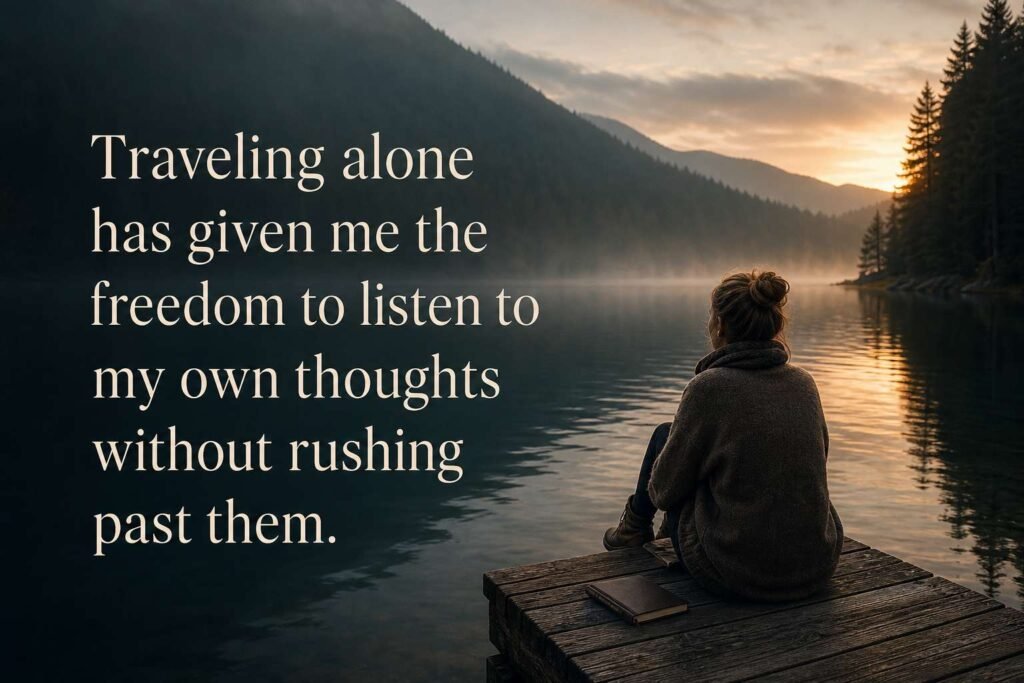 Traveling alone has given me the freedom to listen to my own thoughts without rushing past them.