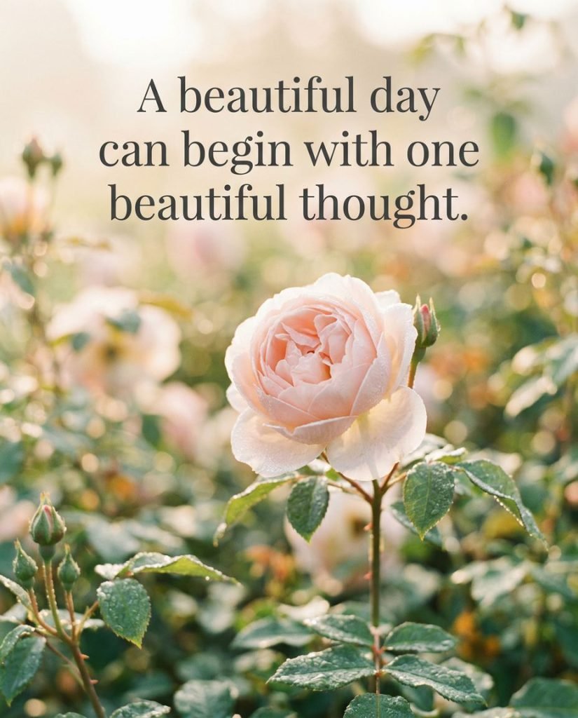Inspirational morning quote card about greeting the dawn with a calm and grateful heart - Graphic 6