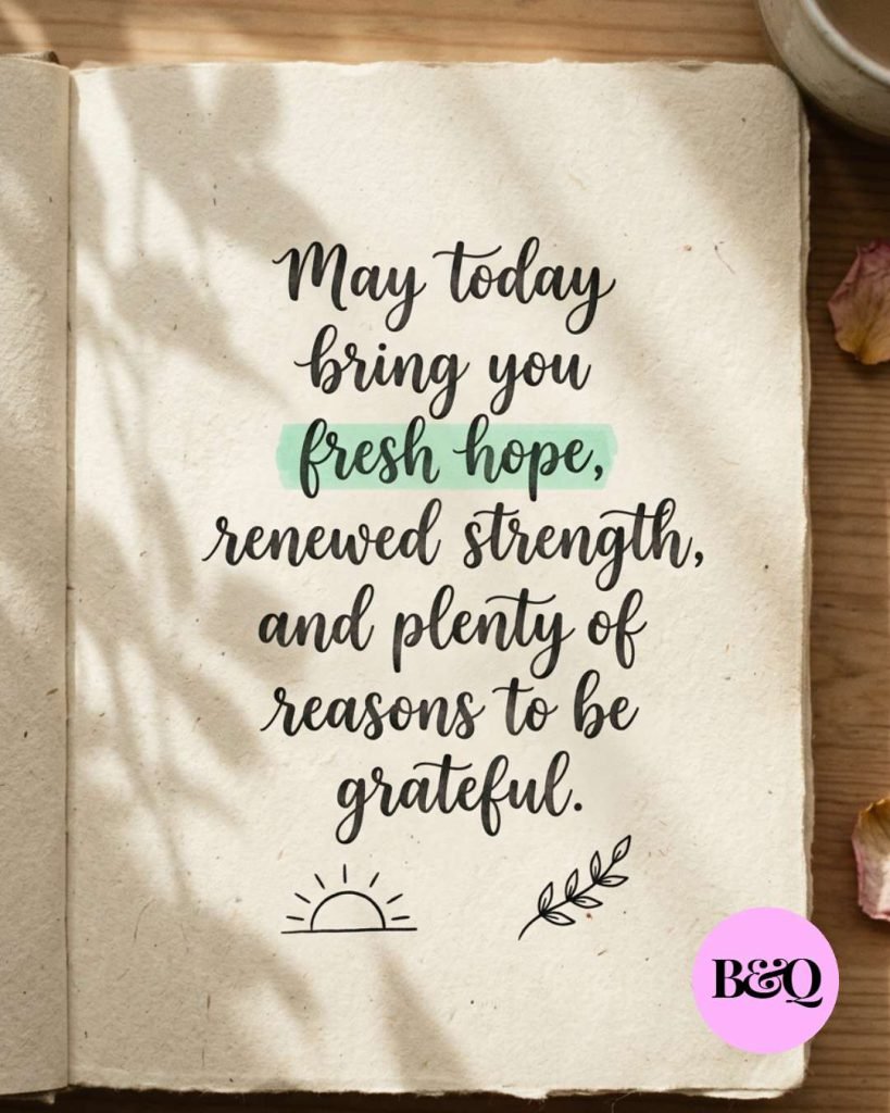 May today bring you fresh hope, renewed strength, and plenty of reasons to be grateful.