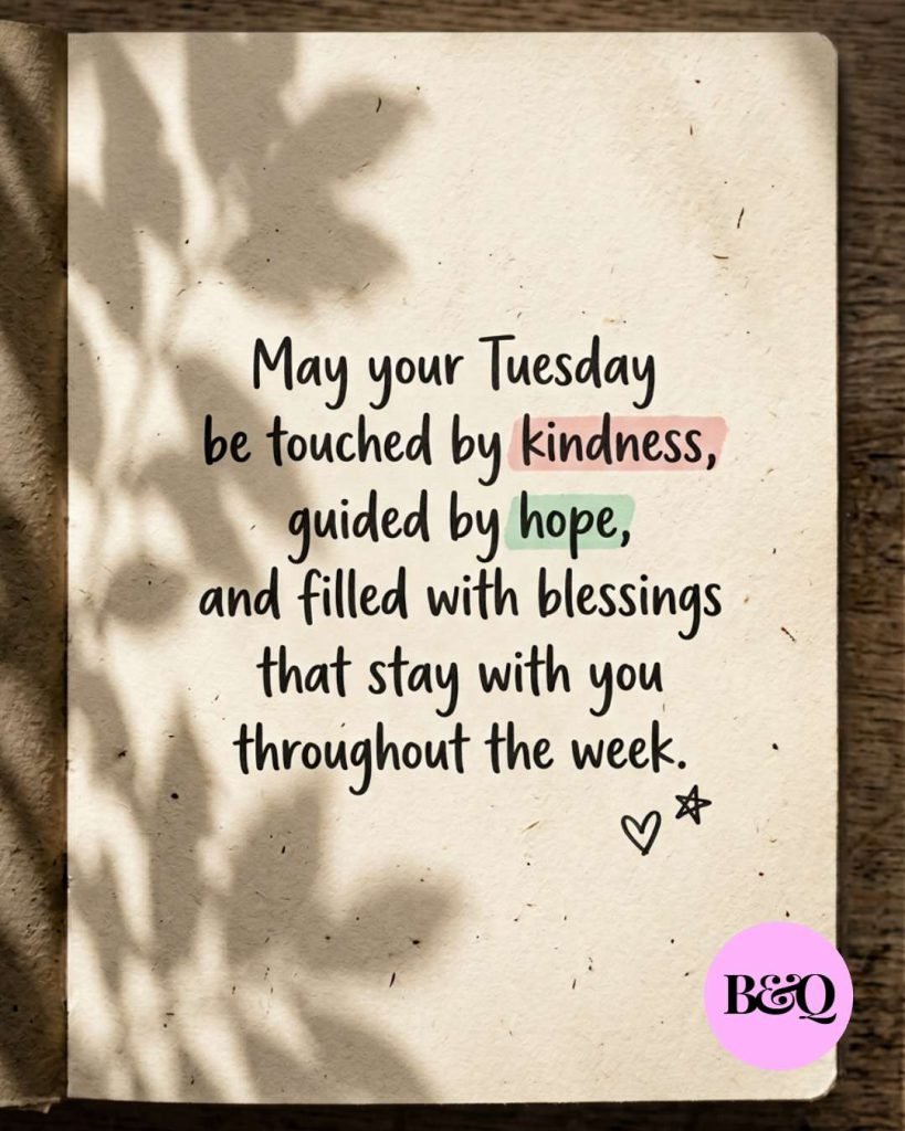 Tuesday blessing card with soft botanical tones and peaceful morning affirmations - Graphic 3